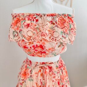 Eyelet Floral Top and Skirt Set (S)